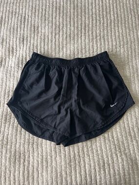 Nike Women’s Black Athletic Running Shorts with White Swoosh